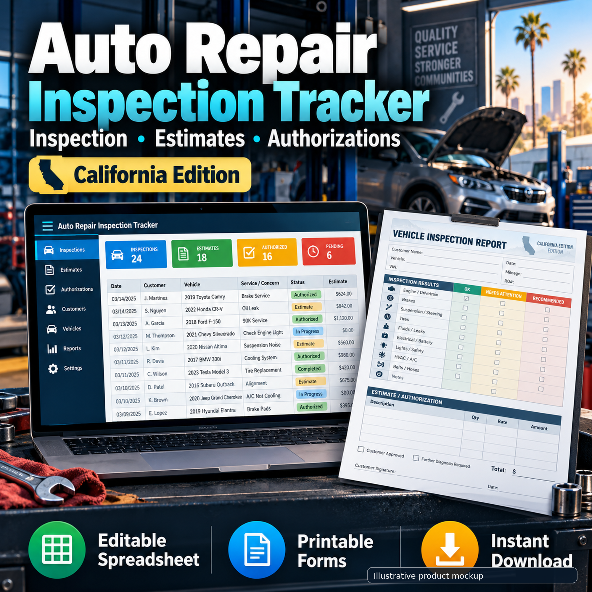 Auto Repair Inspection & Authorization Toolkit illustrative product cover