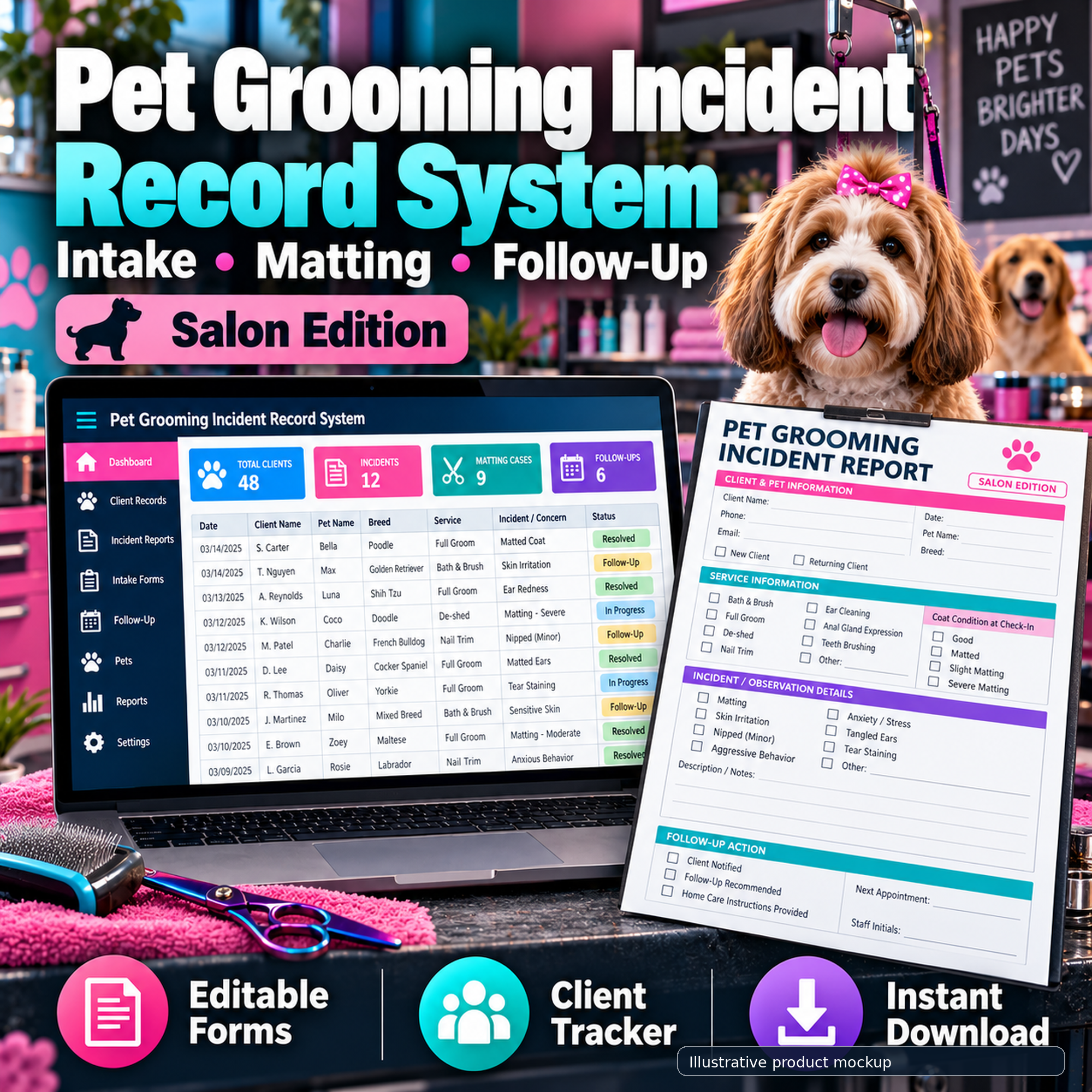 Pet Grooming Intake, Matting & Incident Toolkit illustrative product cover